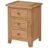 Appleby Petite Oak Narrow Bedside Cabinet, 3 Drawers - Satin Wax