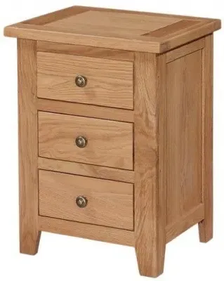 Appleby Petite Oak Narrow Bedside Cabinet, 3 Drawers - Satin Wax image