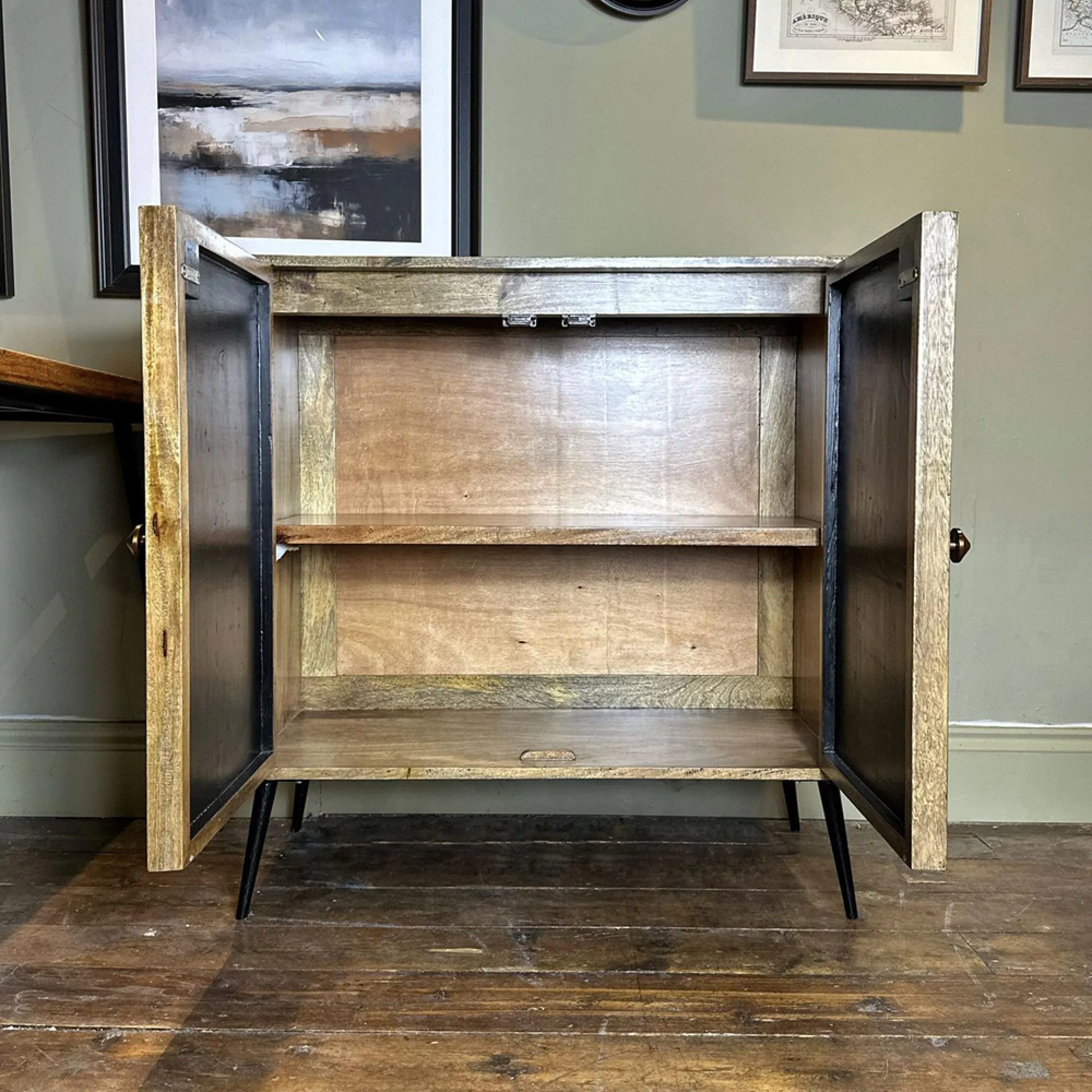 Juan Butterfly Parquet 2 Door Sideboard - Antique, Sheesham Wood