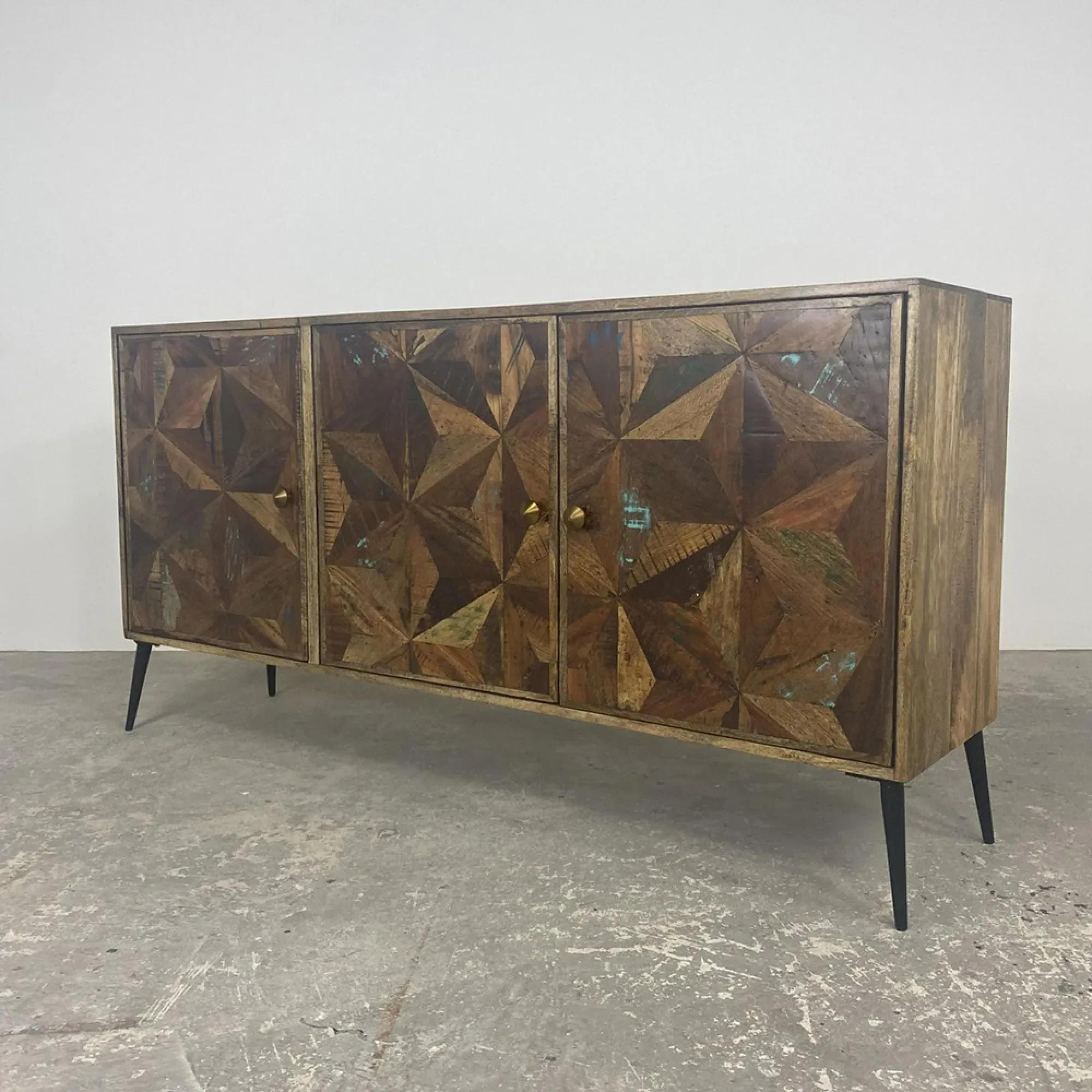 Juan Butterfly Parquet 3 Door Large Sideboard - Sheesham Wood