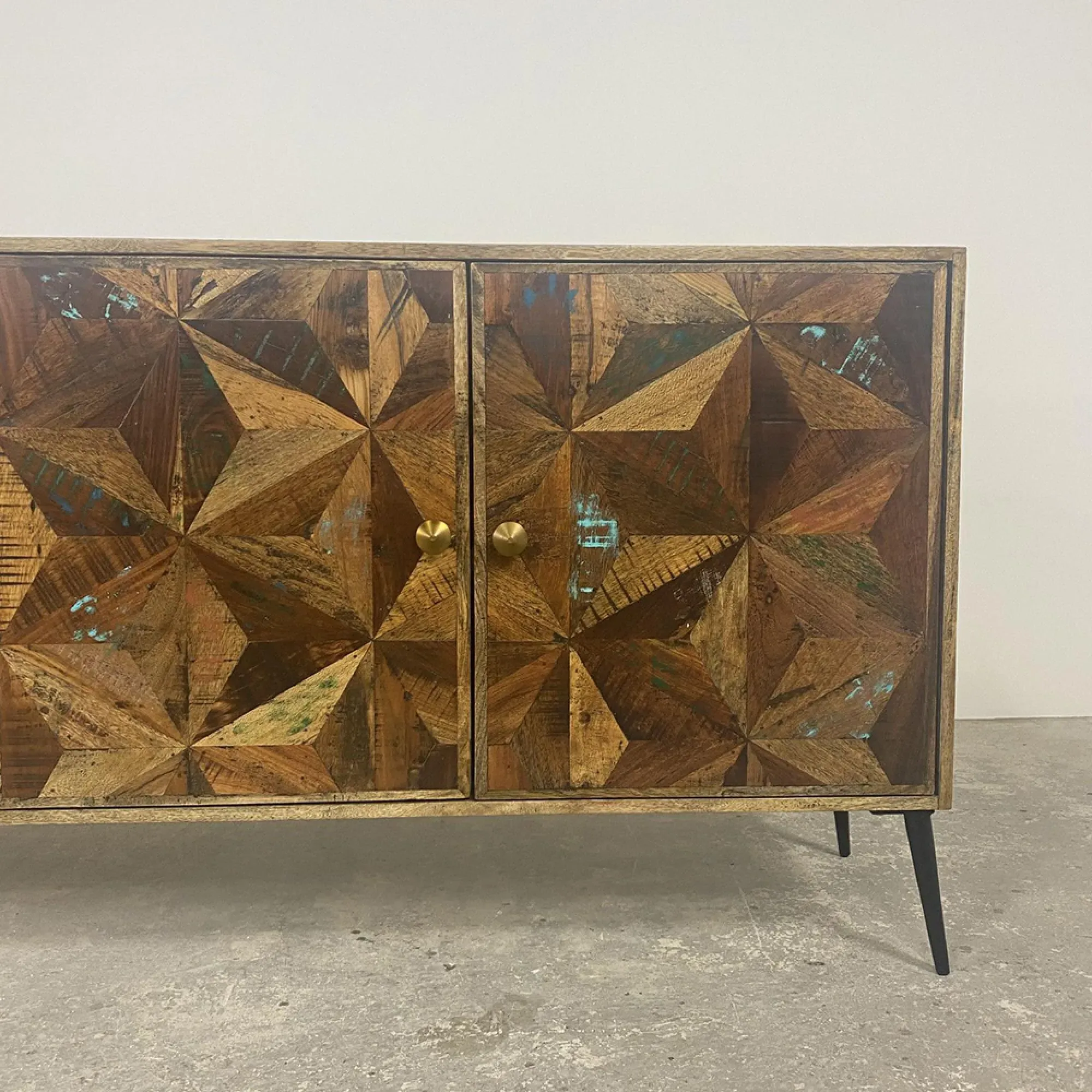 Juan Butterfly Parquet 3 Door Large Sideboard - Sheesham Wood