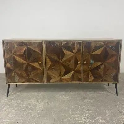 Juan Butterfly Parquet 3 Door Large Sideboard - Sheesham Wood image