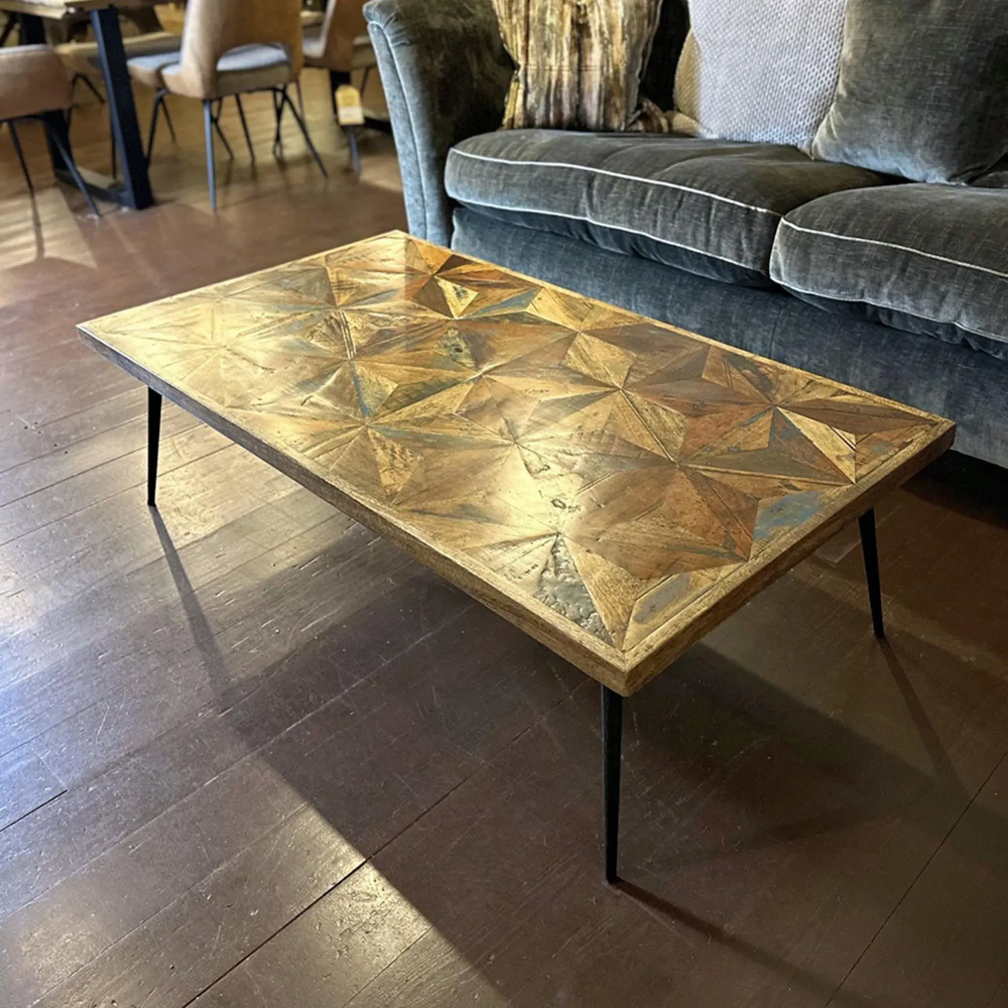Juan Butterfly Parquet Coffee Table - Antique, Sheesham Wood