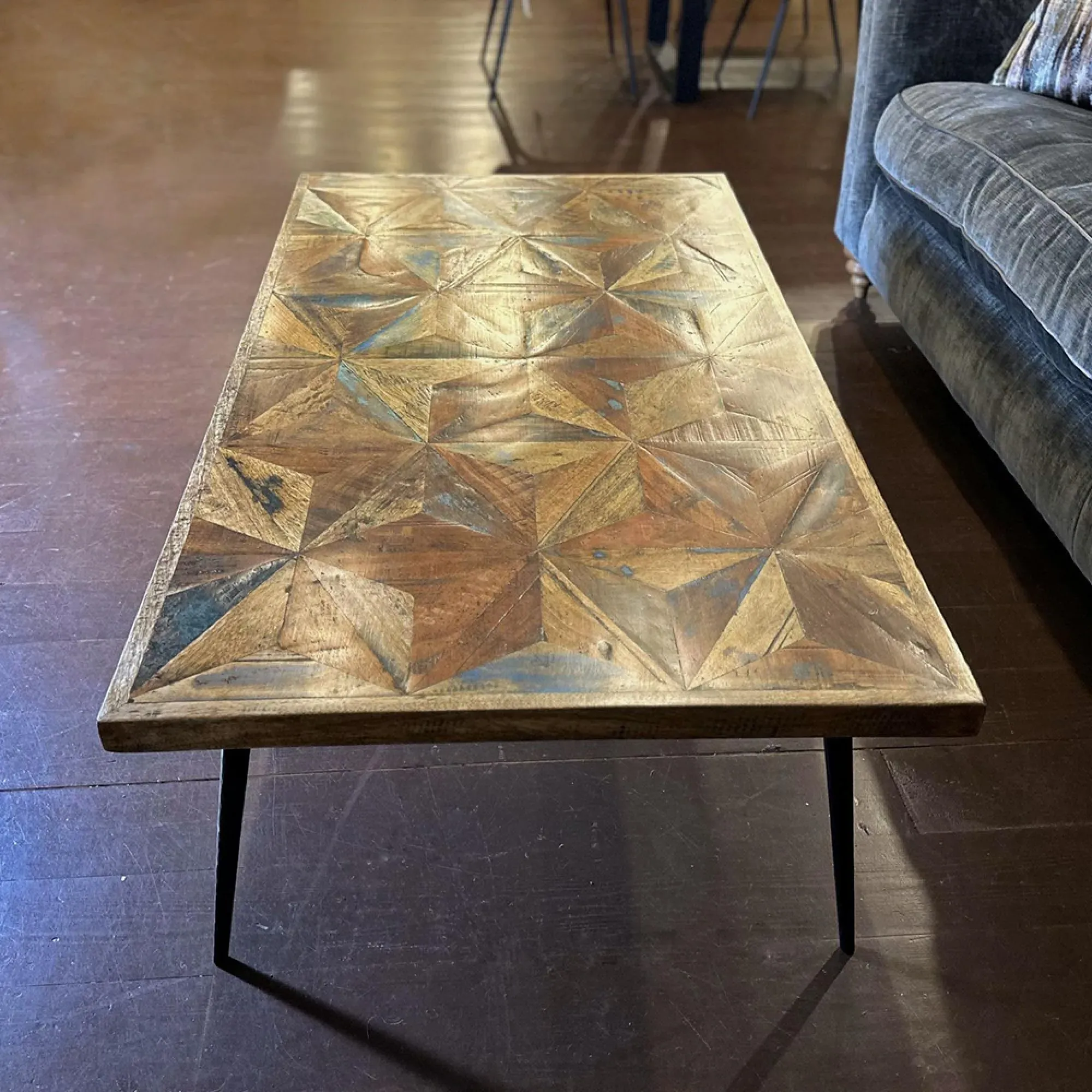 Juan Butterfly Parquet Coffee Table - Antique, Sheesham Wood