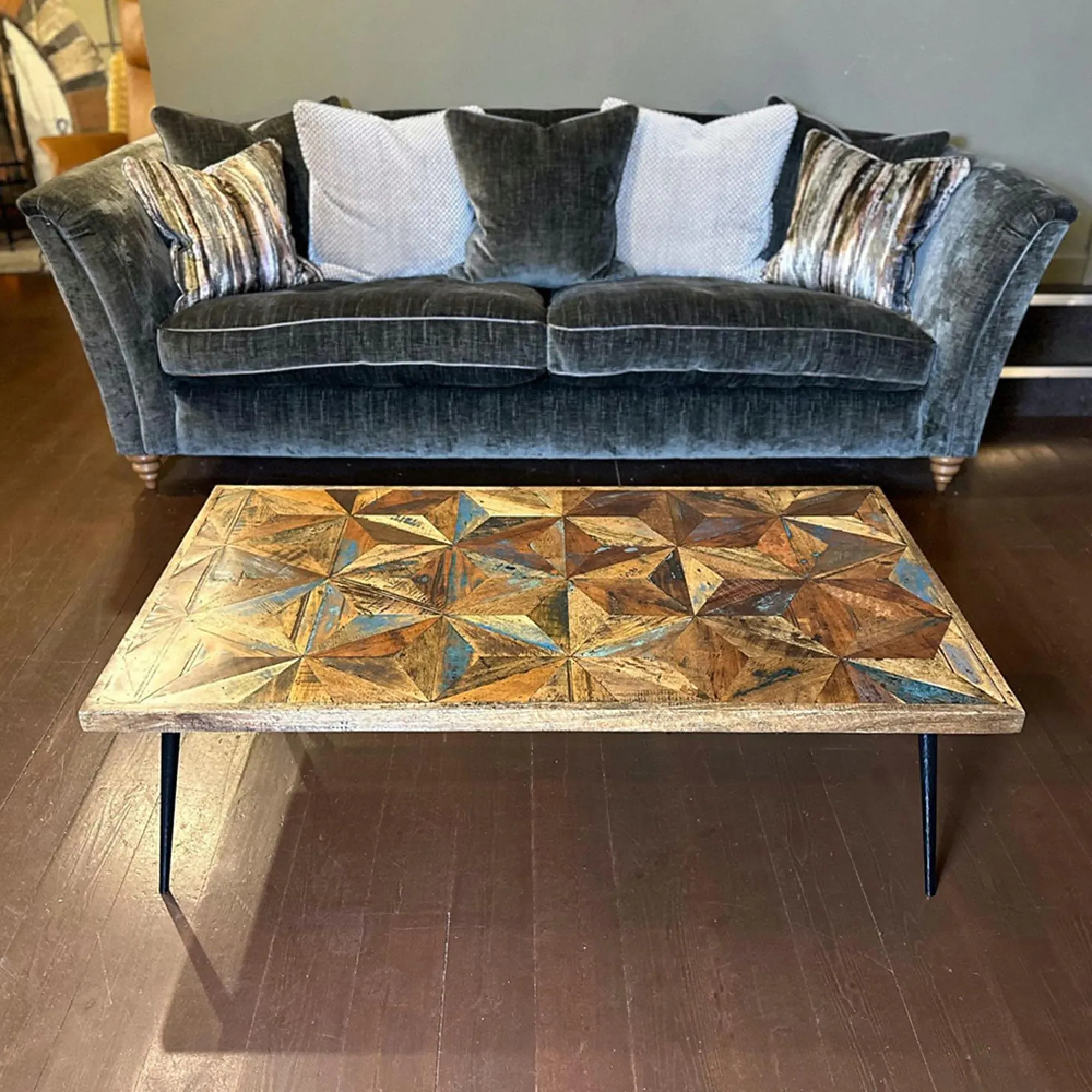 Juan Butterfly Parquet Coffee Table - Antique, Sheesham Wood