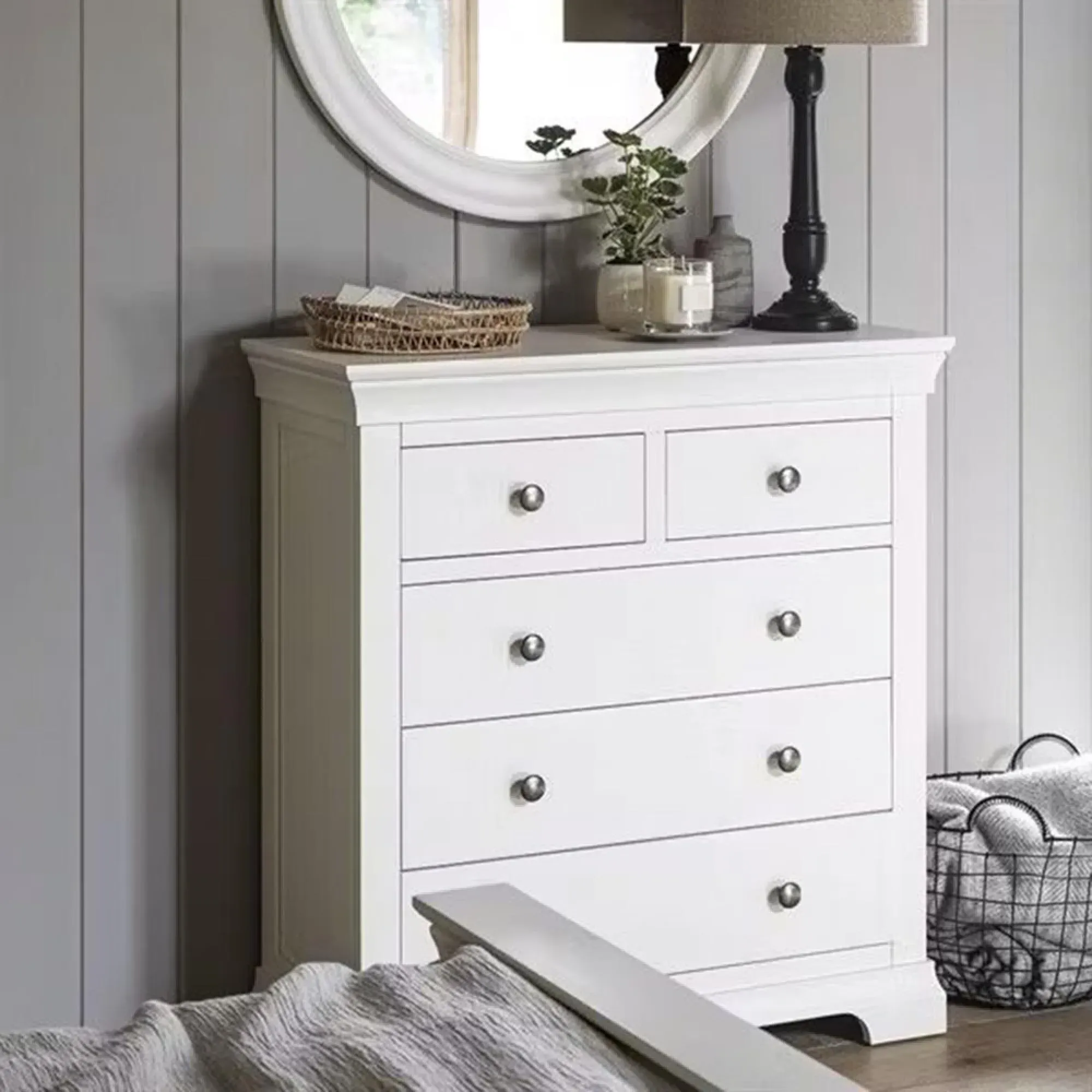 Paisley 2+3 Drawer Chest - White