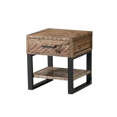 Preston Square Lamp Table with Drawer - Rustic image