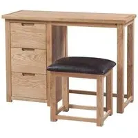 Berkeley Single Pedestal Dressing Table with Stool - Oak