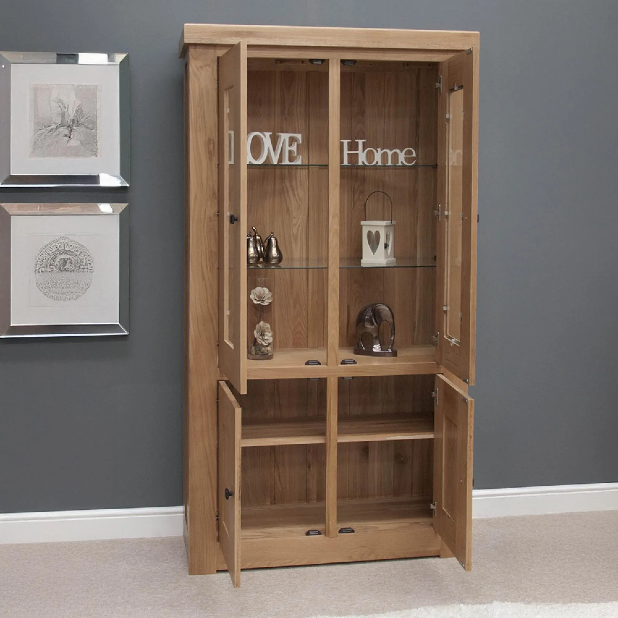 Bordeaux Oak Glass Display Unit - Lacquered
