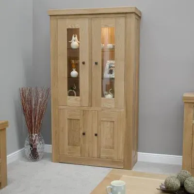 Bordeaux Oak Glass Display Unit - Lacquered image
