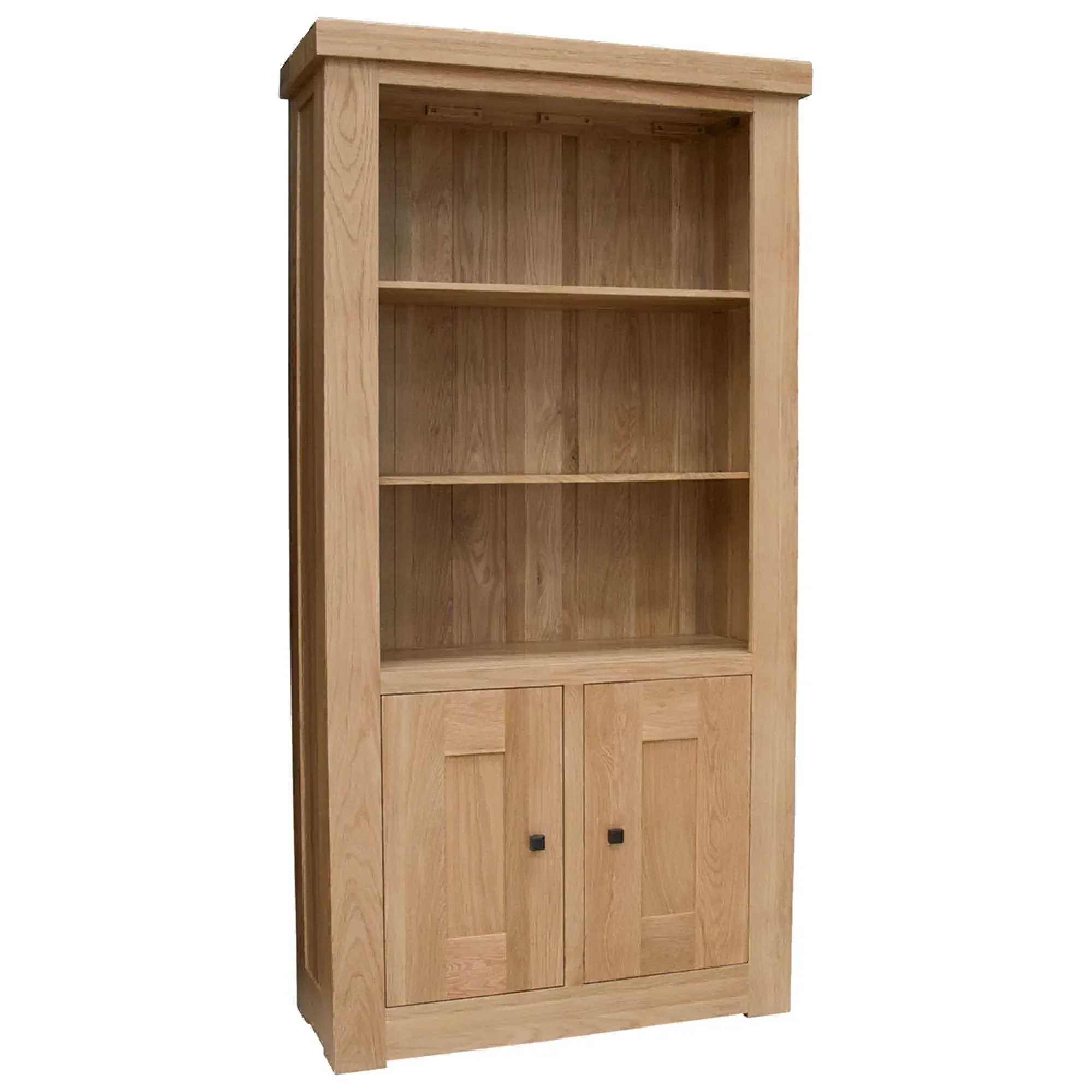 Chunky Oak 2 Door Bookcase - Lacquered