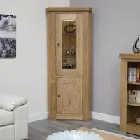 Chunky Oak Corner Display Unit - Lacquered