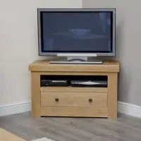 Chunky Oak Corner TV Unit - Lacquered