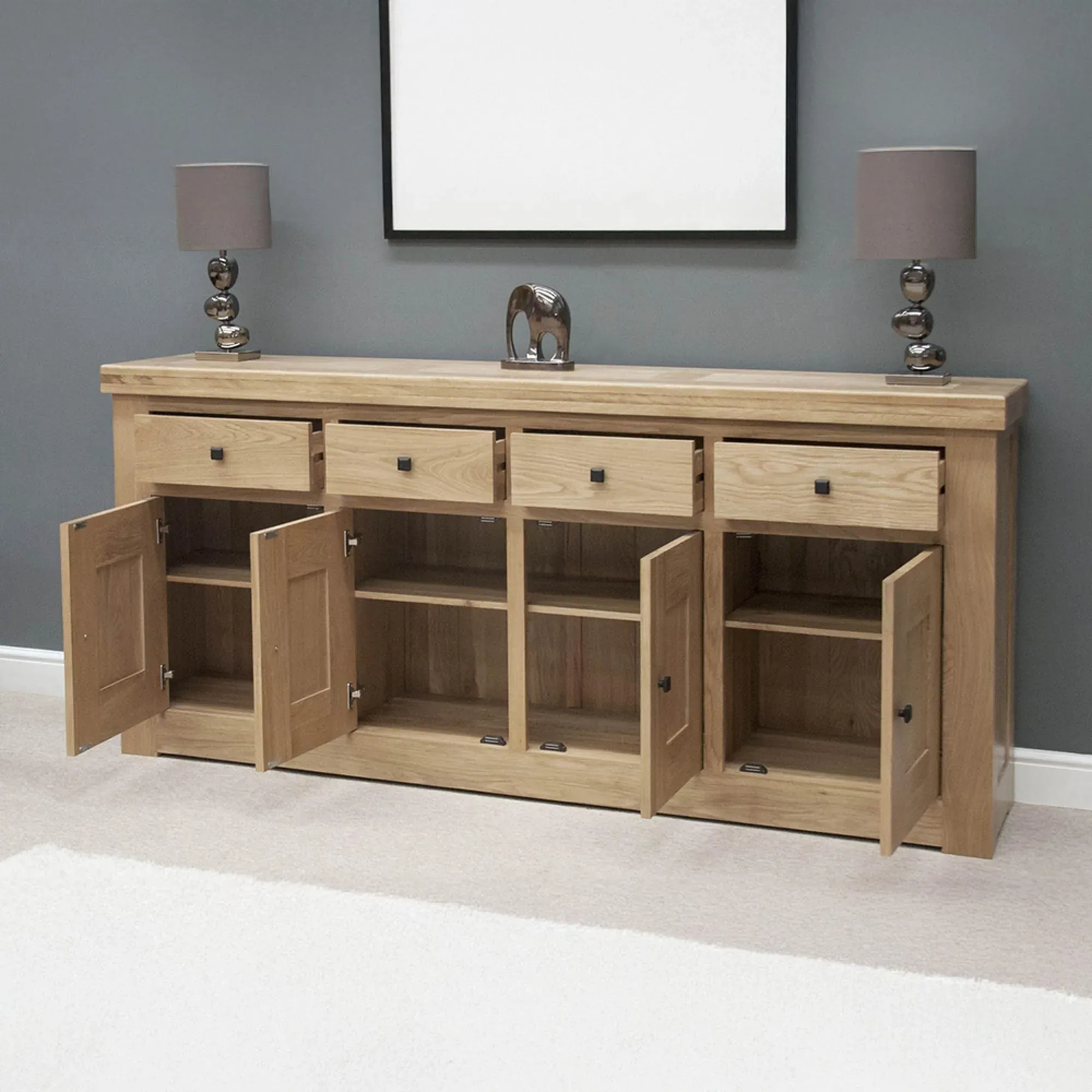 Chunky Oak Large Sideboard - Lacquered