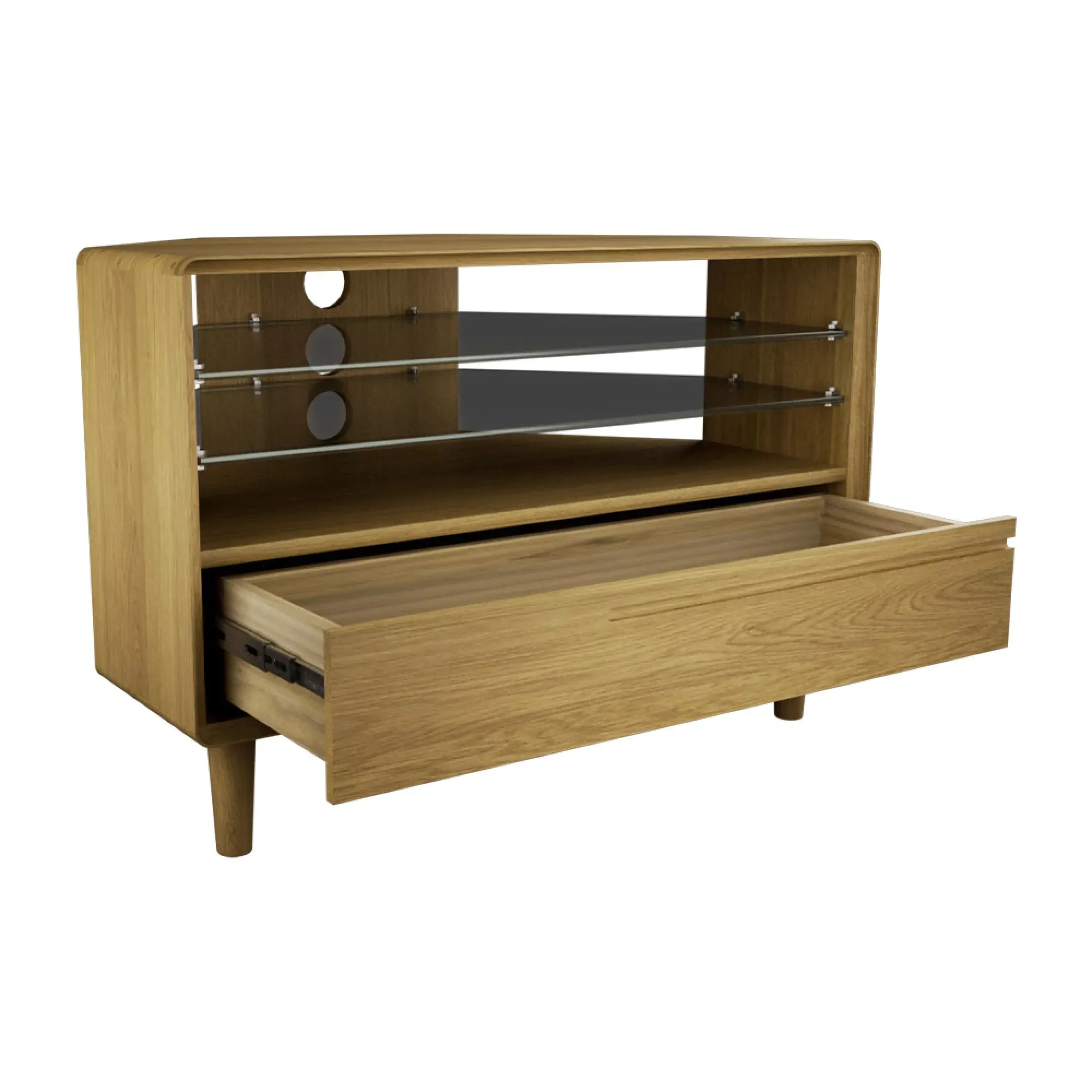 Danish Oak Corner TV Unit - Lacquered