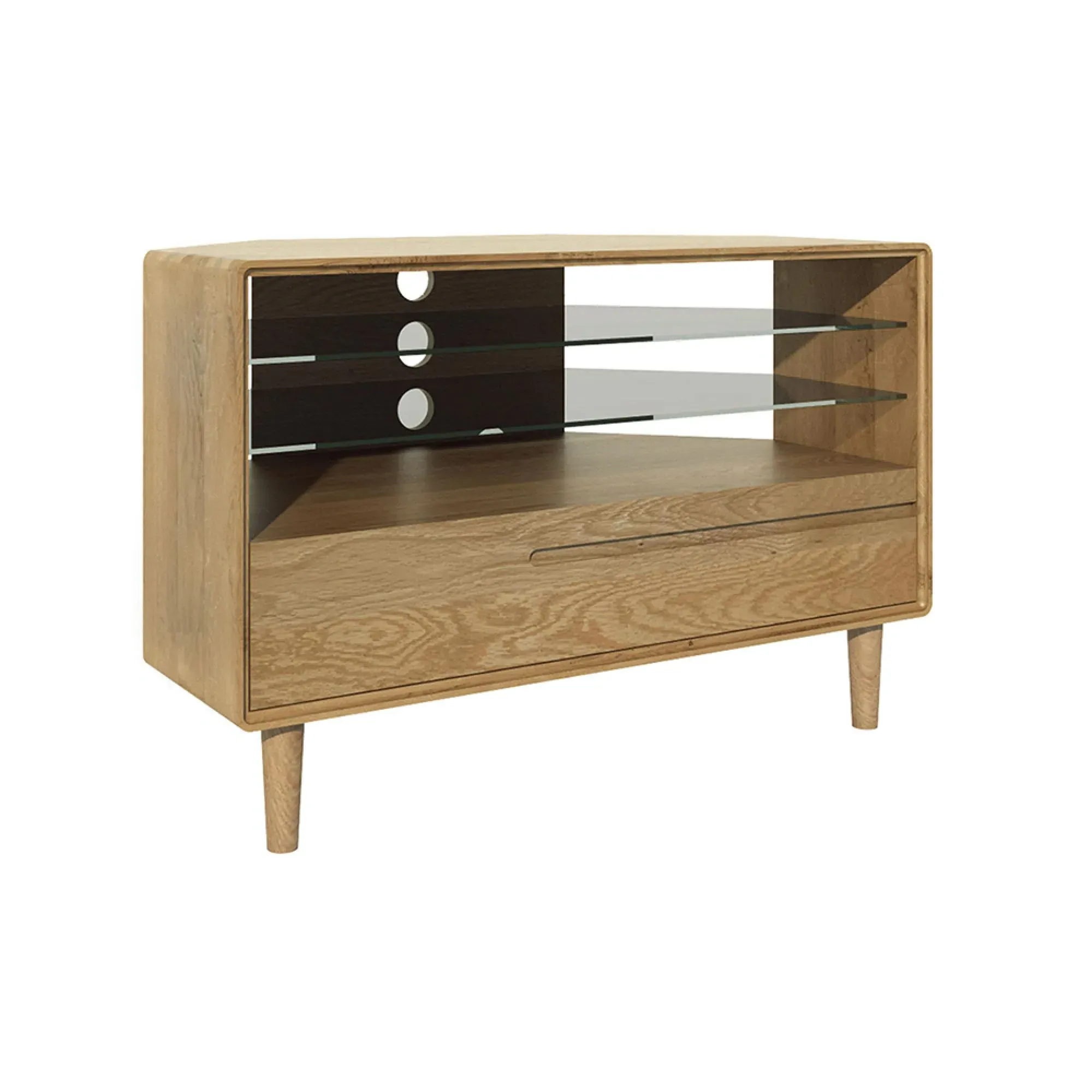Danish Oak Corner TV Unit - Lacquered