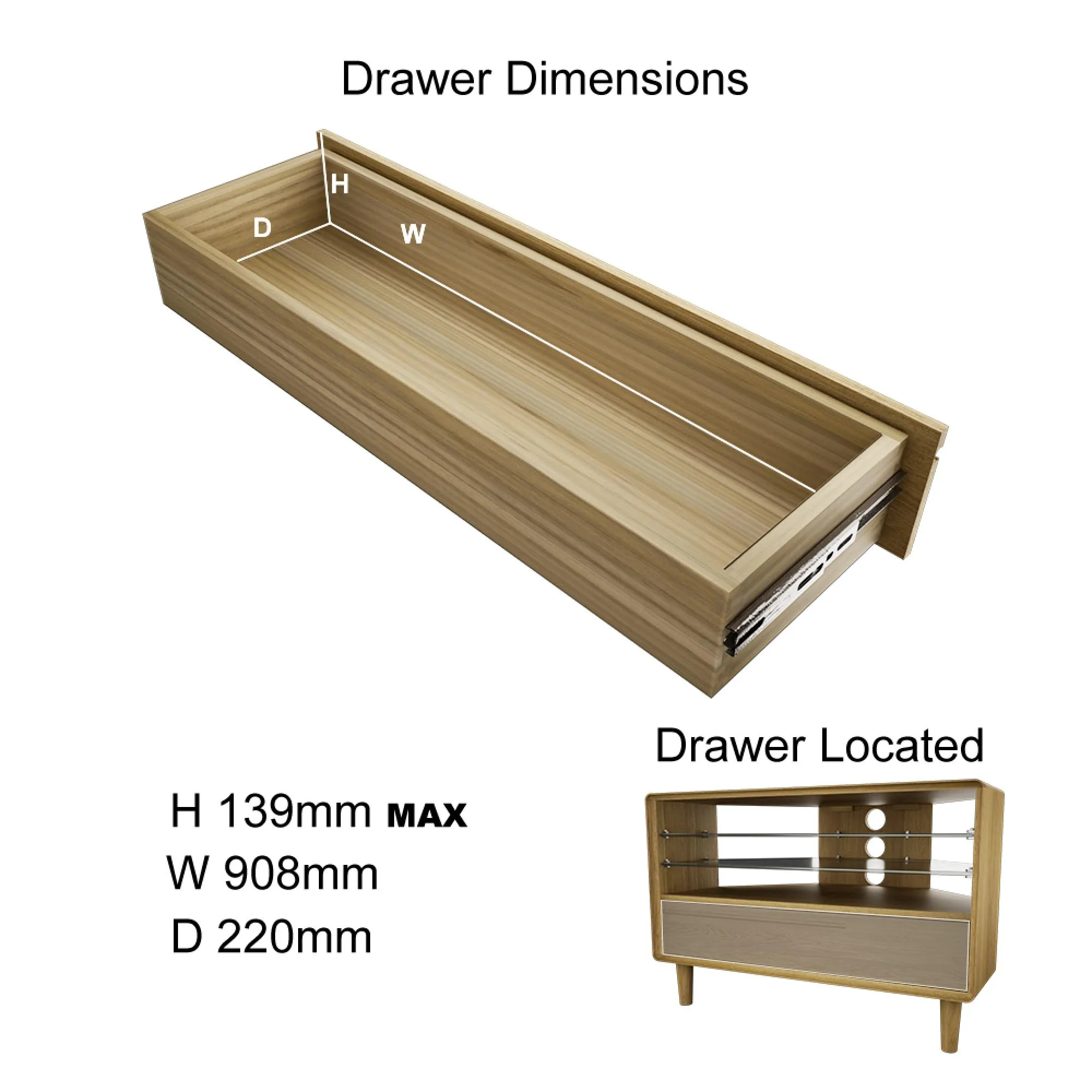 Danish Oak Corner TV Unit - Lacquered