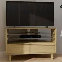 Danish Oak Corner TV Unit - Lacquered
