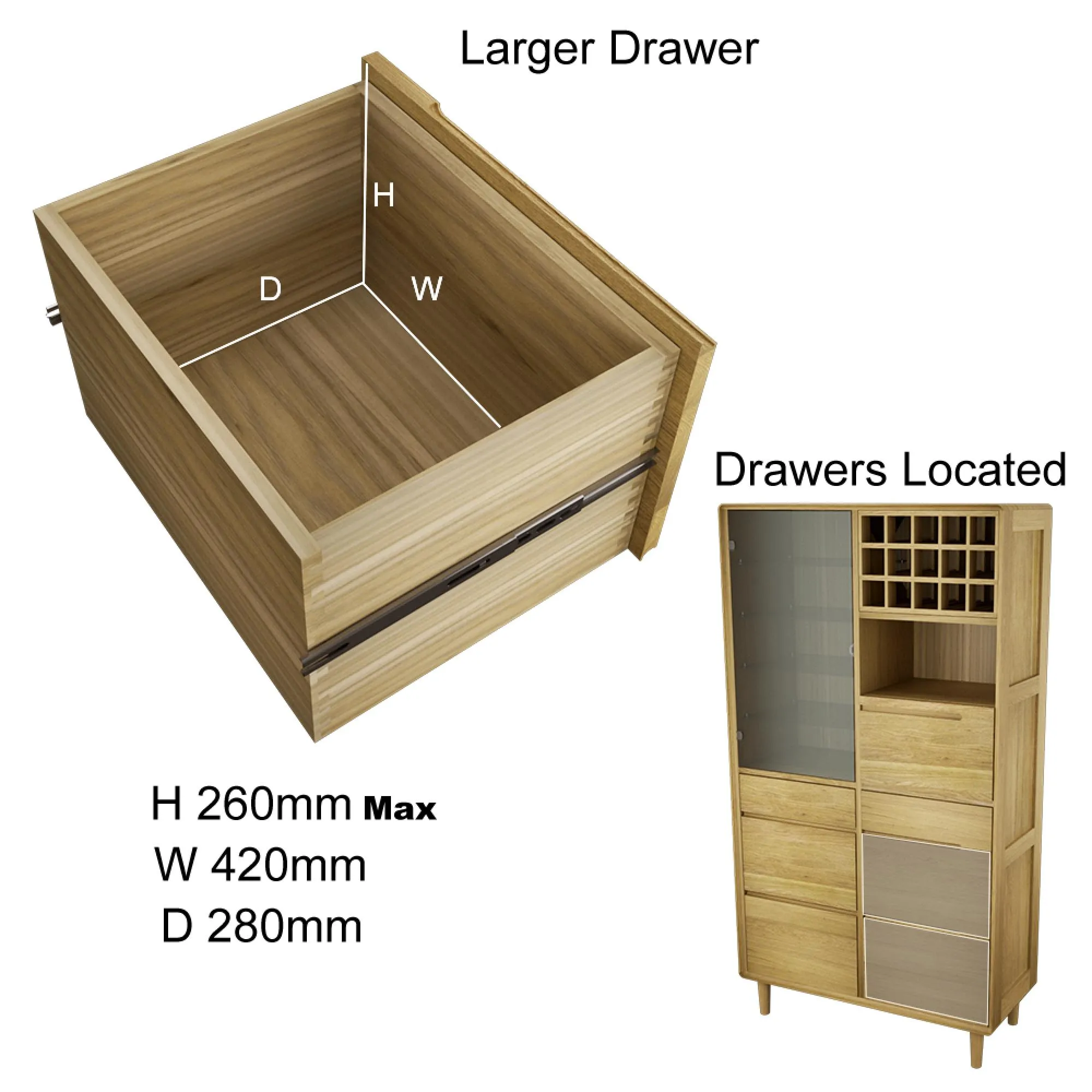 Danish Oak Drinks Cabinet - Lacquered