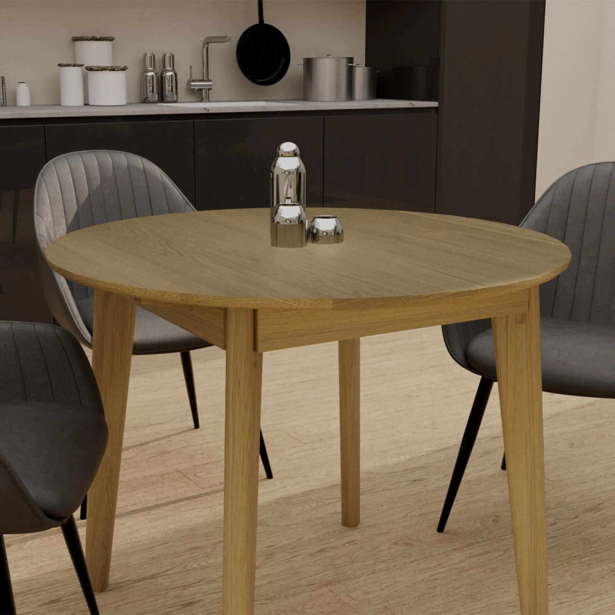 Danish Oak Round Dining Table - Lacquered