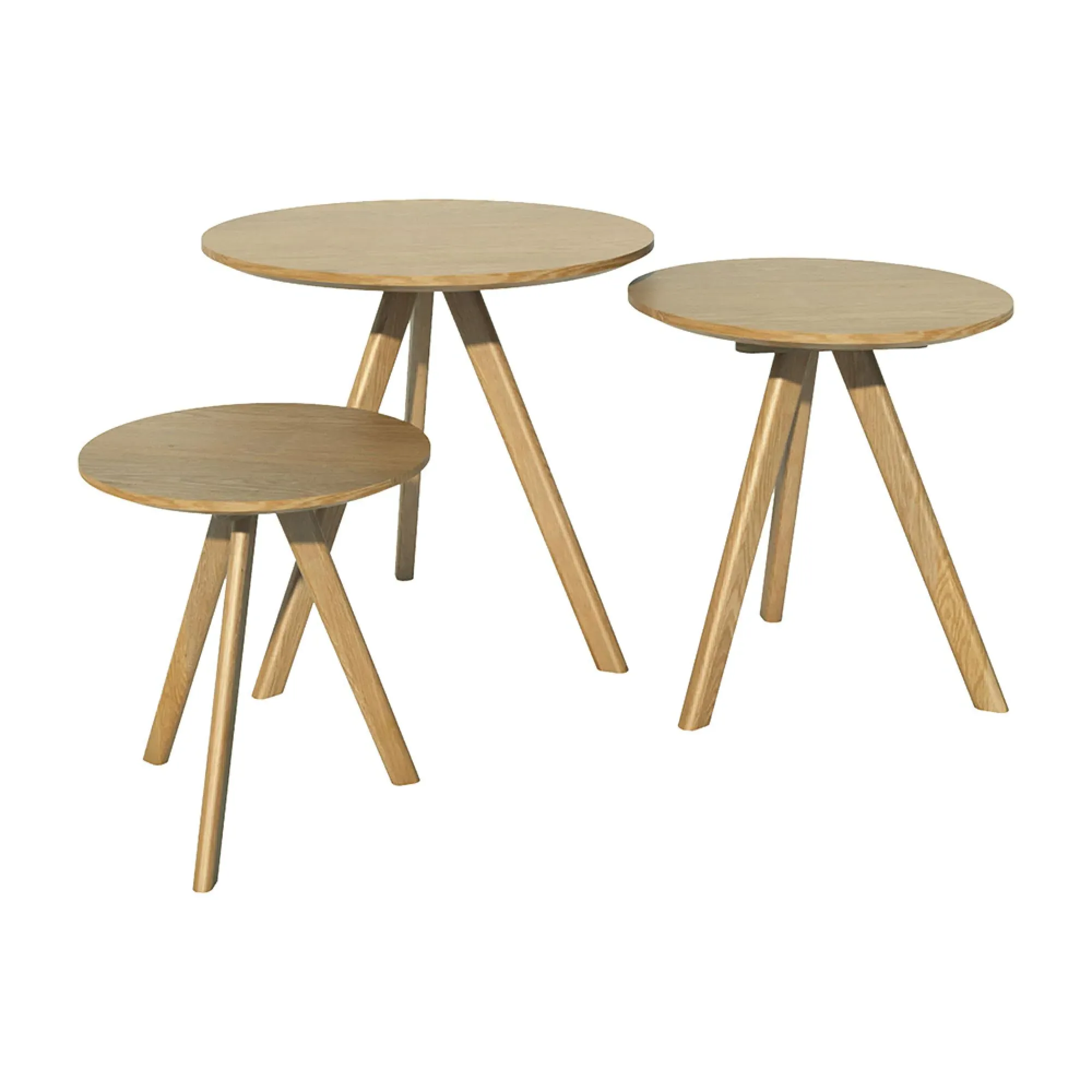 Danish Oak Round Nest of Tables - Lacquered