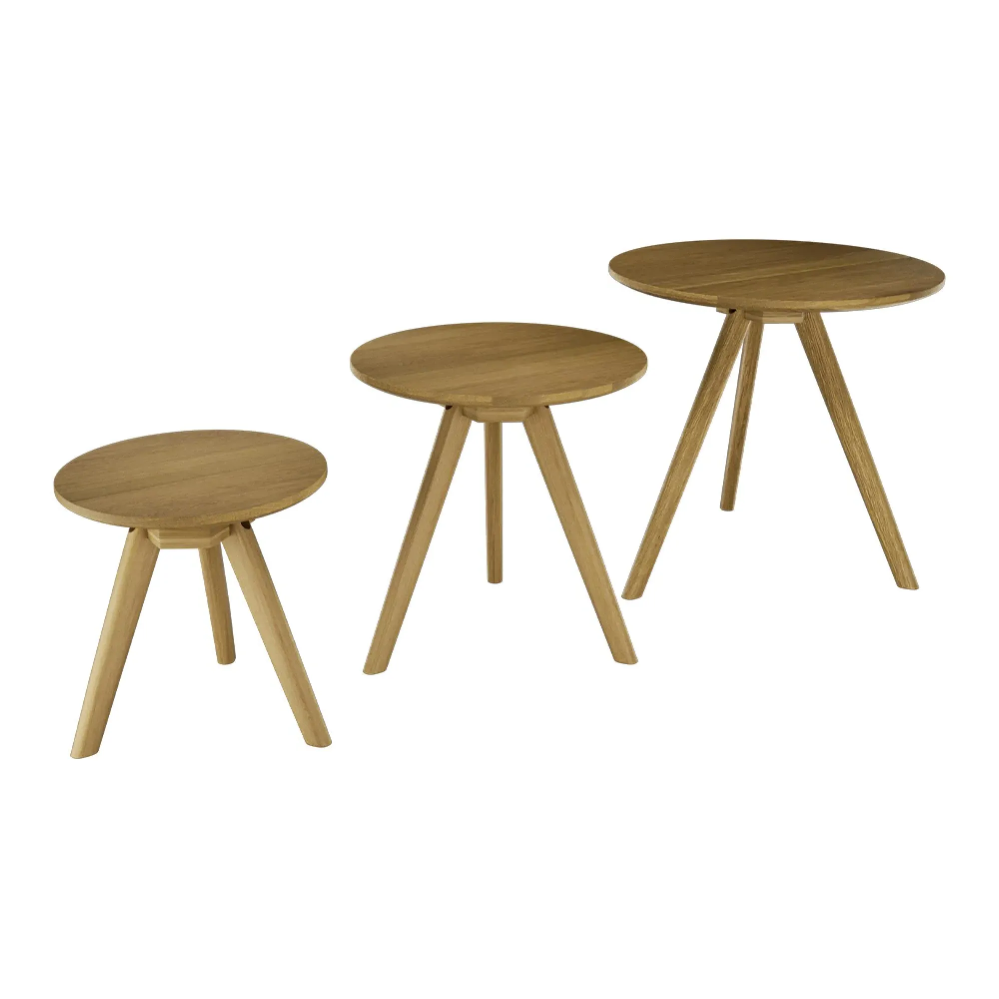 Danish Oak Round Nest of Tables - Lacquered