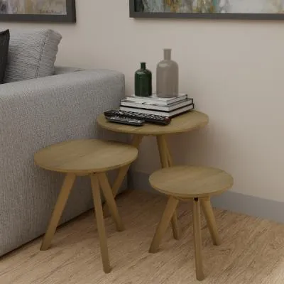 Danish Oak Round Nest of Tables - Lacquered image