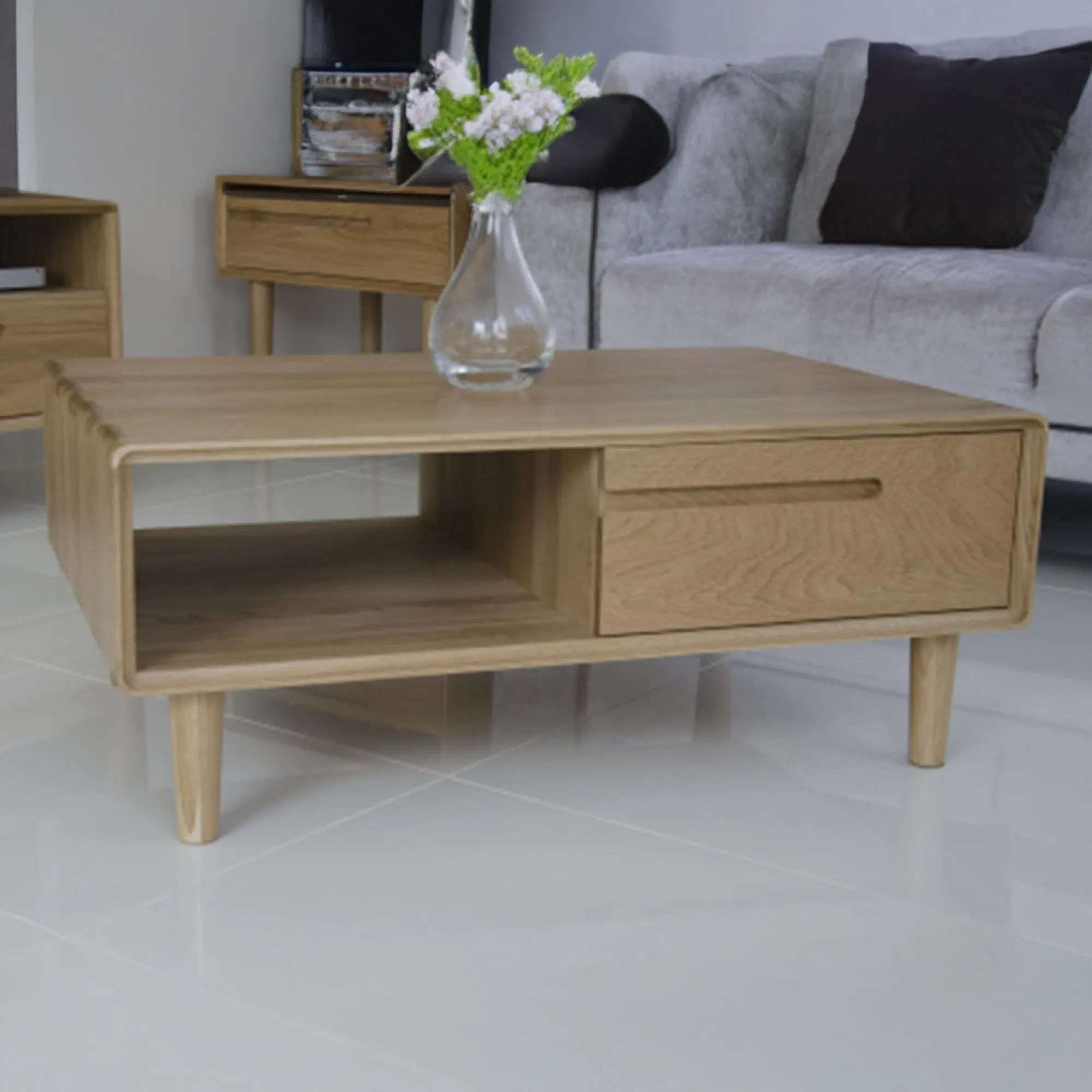 Danish Oak Storage Coffee Table - Lacquered