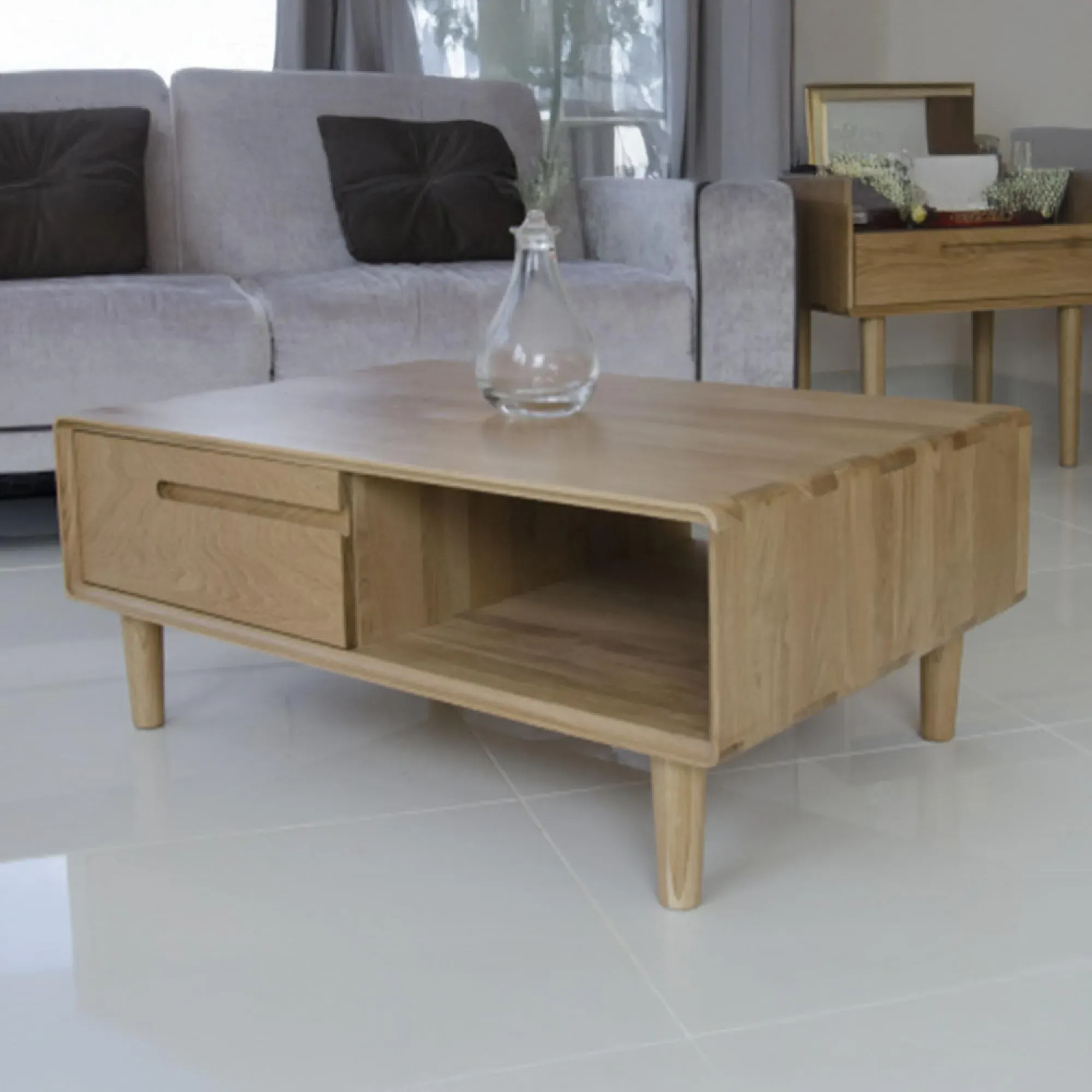 Danish Oak Storage Coffee Table - Lacquered