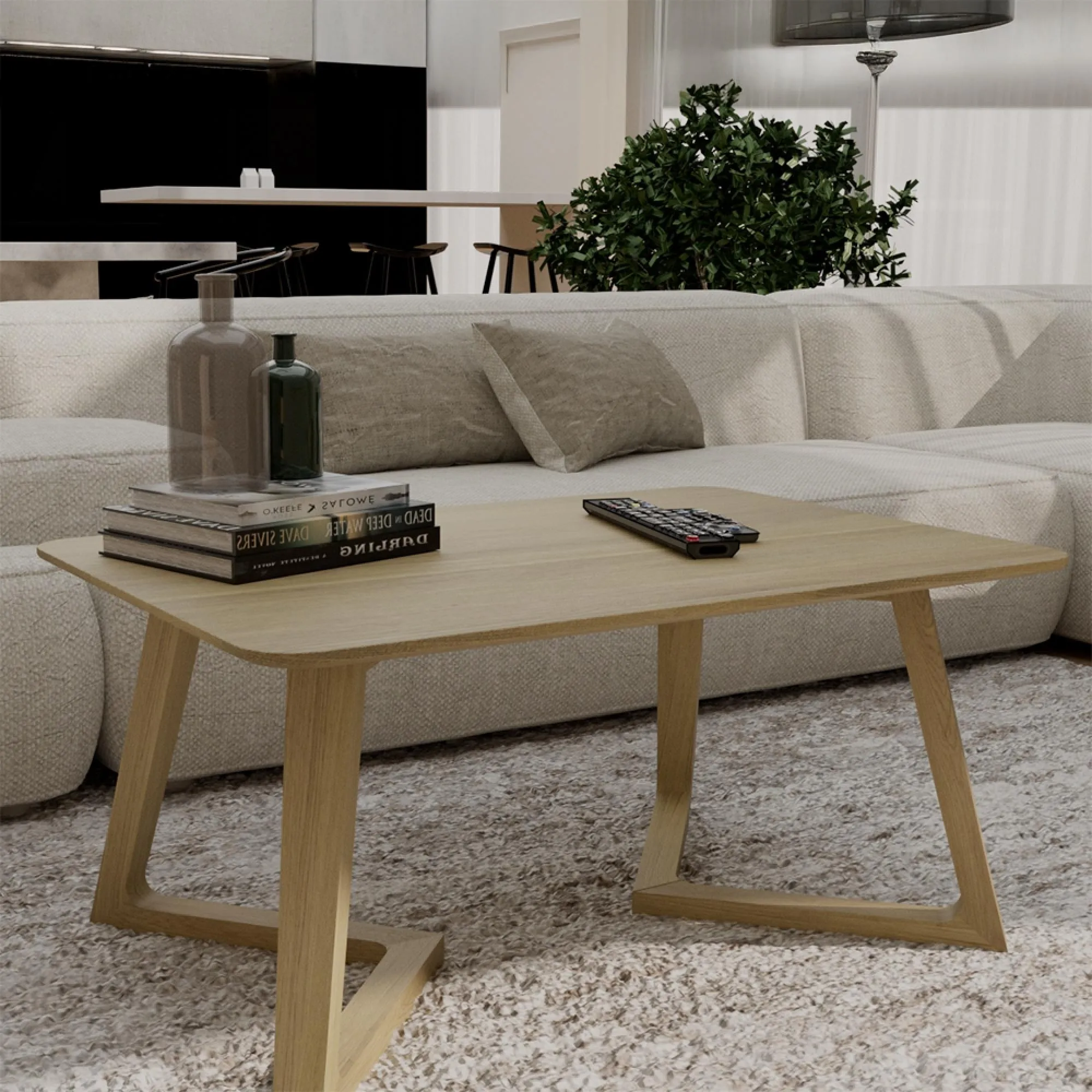 Danish V Oak Medium Lamp Table - Lacquered