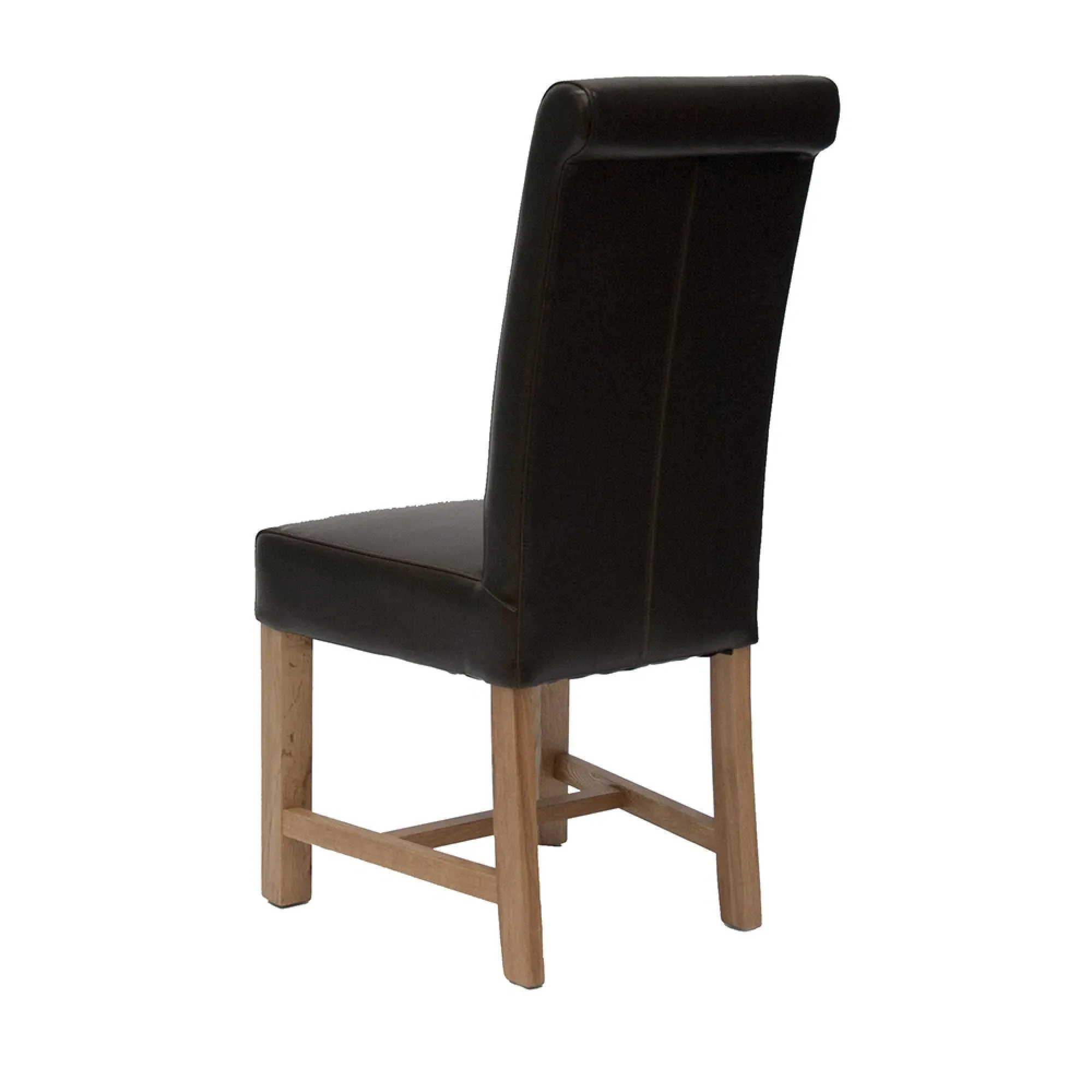 Erving Scroll Dining Chair - Brown, Bycast Leather