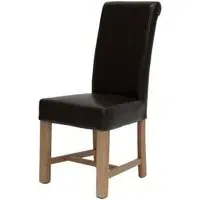 Erving Scroll Dining Chair - Brown, Bycast Leather