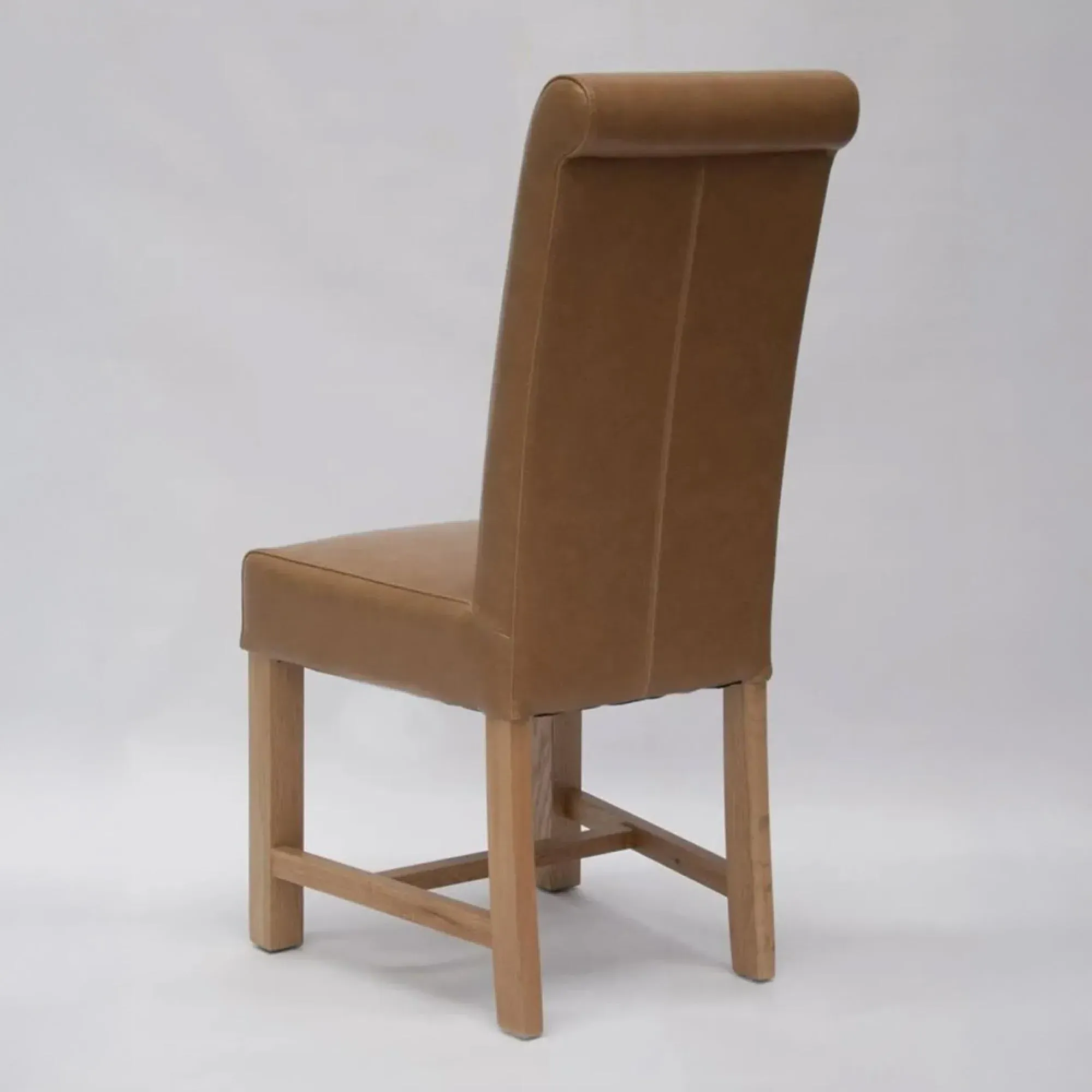 Erving Scroll Dining Chair - Tan, Bycast Leather