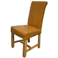 Erving Scroll Dining Chair - Tan, Bycast Leather