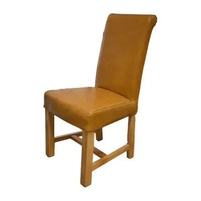 Erving Scroll Dining Chair - Tan, Bycast Leather