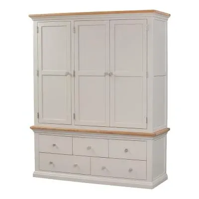 Kingscote 3 Door 5 Drawer Wardrobe - Oak, Painted