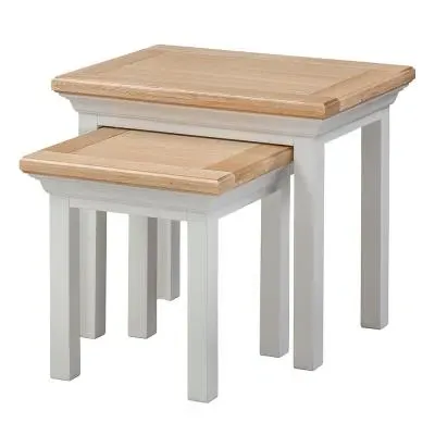 Kingscote Oak Nest of Tables - Natural Oak, Painted
