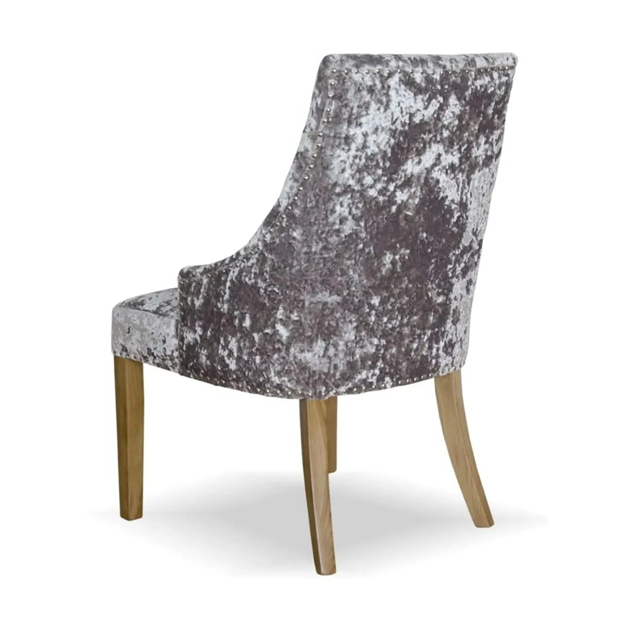 Larry Dining Chair - Silver, Deep Crushed Velvet