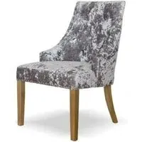 Larry Dining Chair - Silver, Deep Crushed Velvet