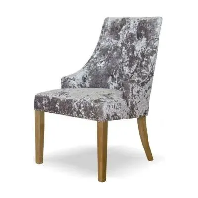 Larry Dining Chair - Silver, Deep Crushed Velvet
