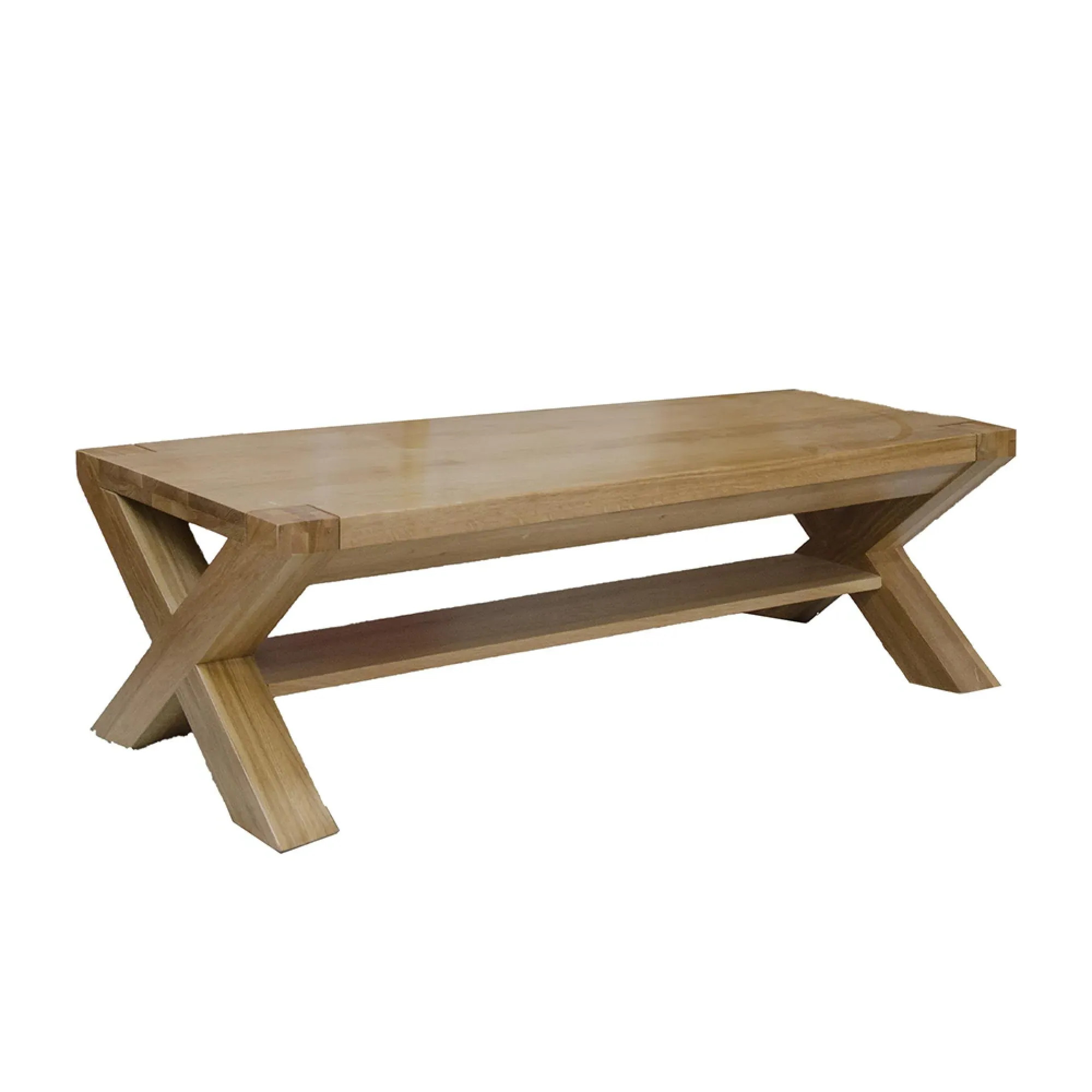 Massive Oak Large Coffee Table with X Leg - Oak