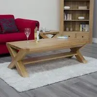 Massive Oak Large Coffee Table with X Leg - Oak