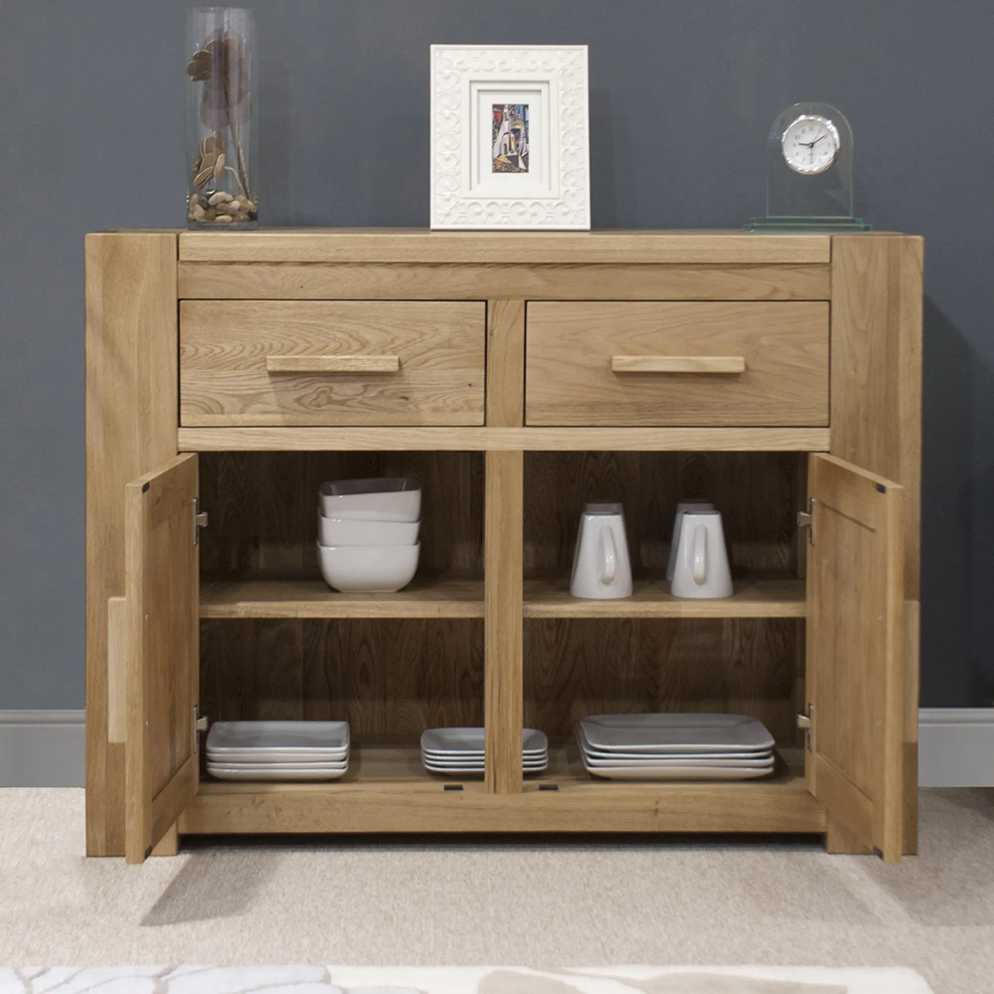 Massive Oak Small Sideboard - Lacquered