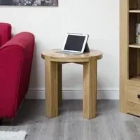 Massive Round Lamp Table - Oak