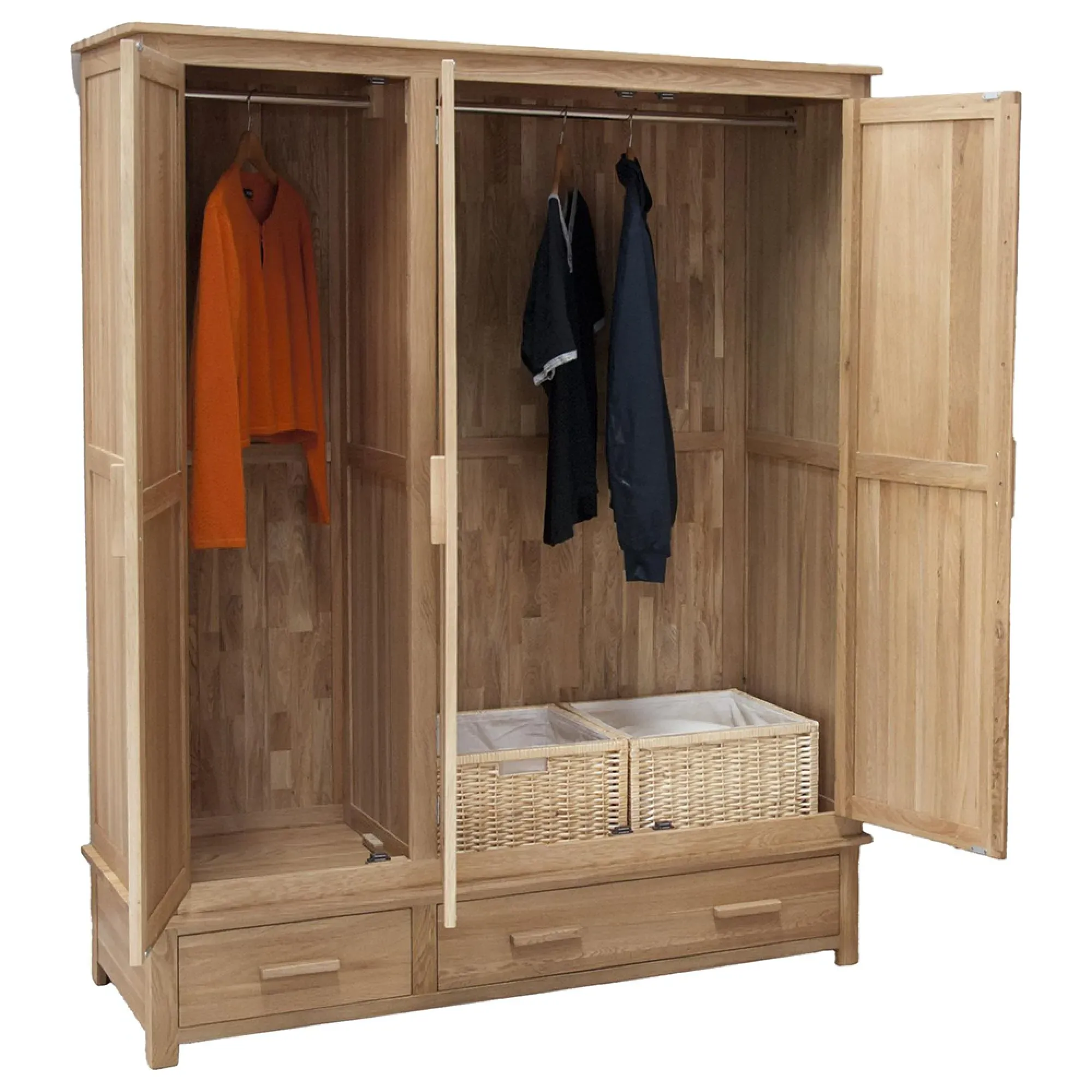 Mobel 3 Door 2 Drawer Wardrobe - Oak