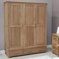 Mobel 3 Door 2 Drawer Wardrobe - Oak