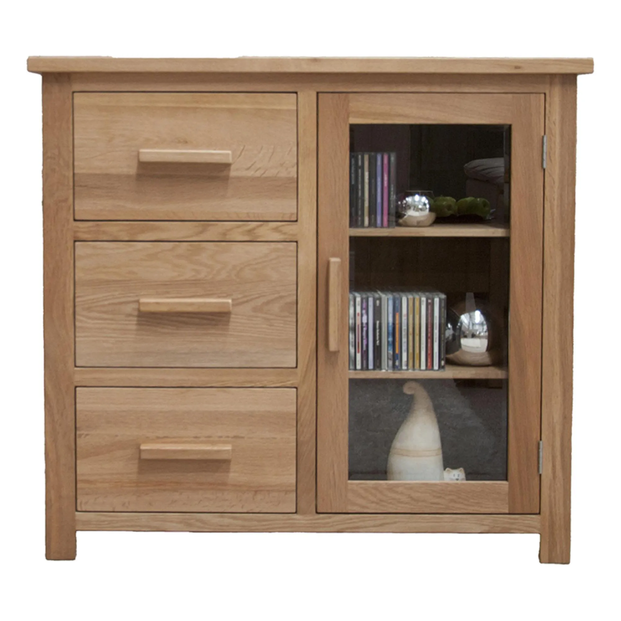 Mobel Oak 1 Door Glazed Chest - Lacquered