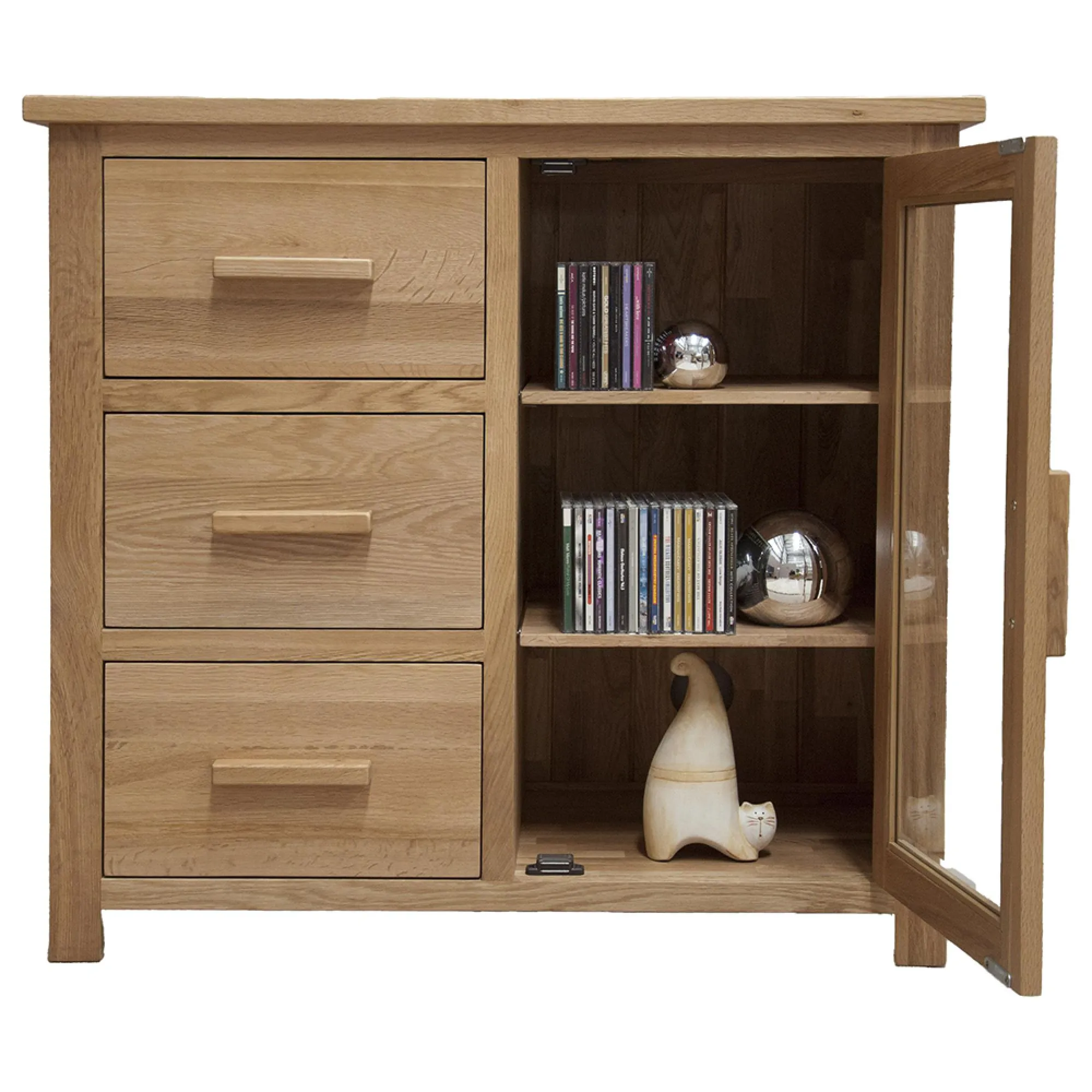 Mobel Oak 1 Door Glazed Chest - Lacquered