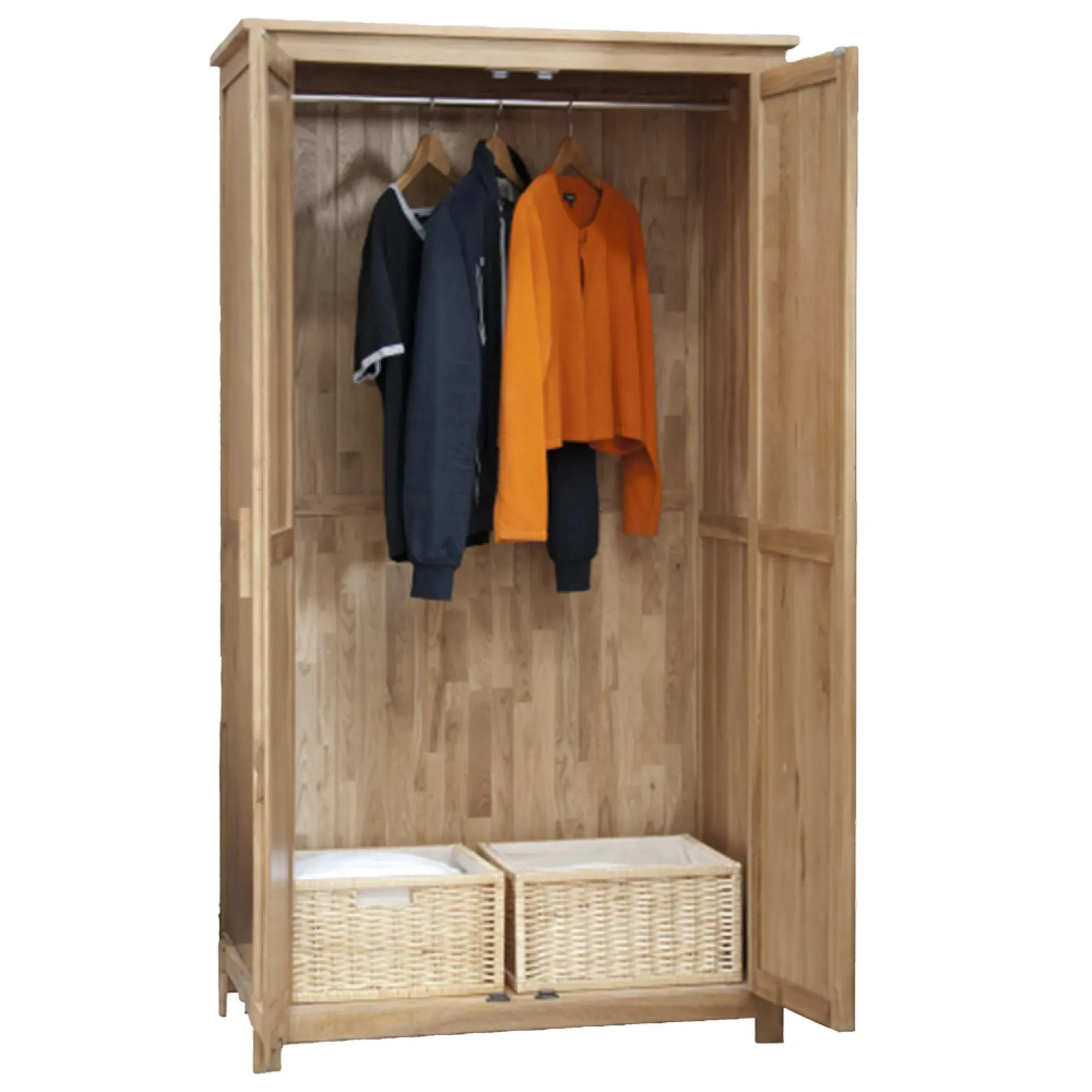 Mobel Oak 2 Door Wardrobe - Lacquered, Oak