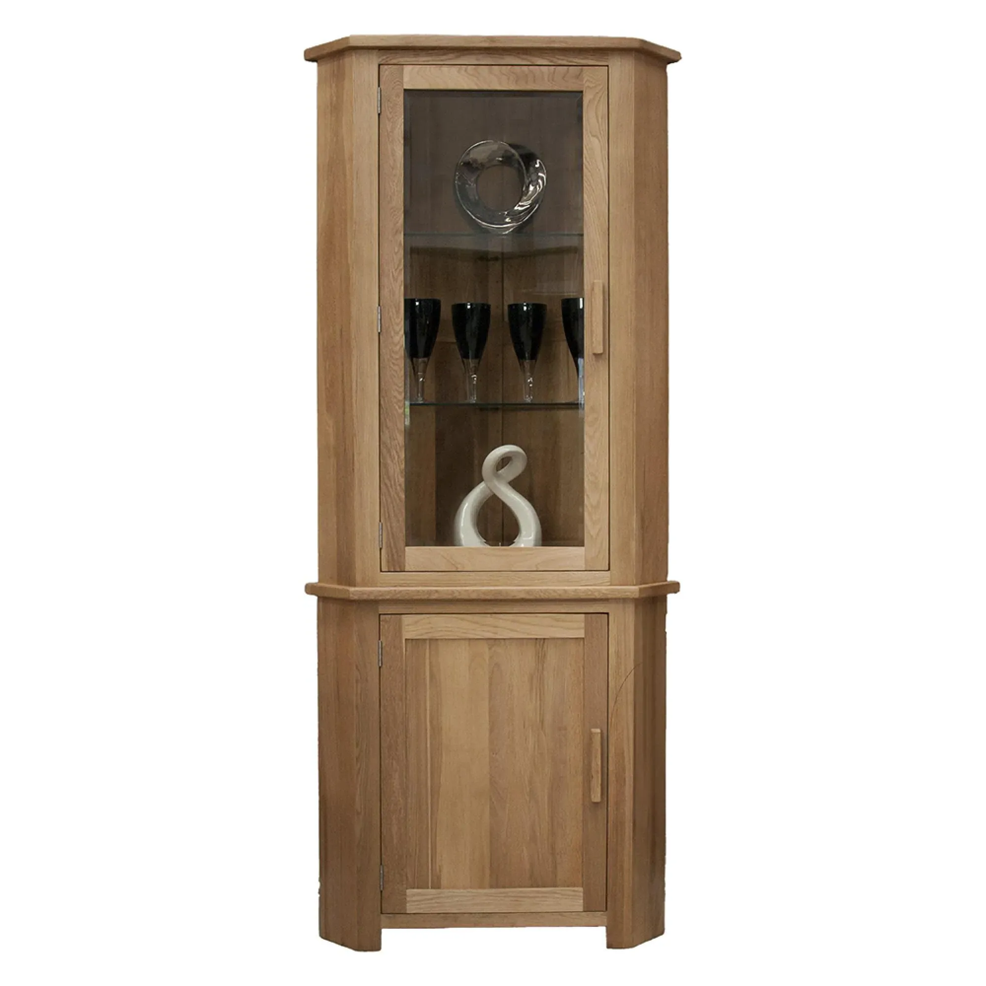 Mobel Oak Corner Display Unit - Lacquered
